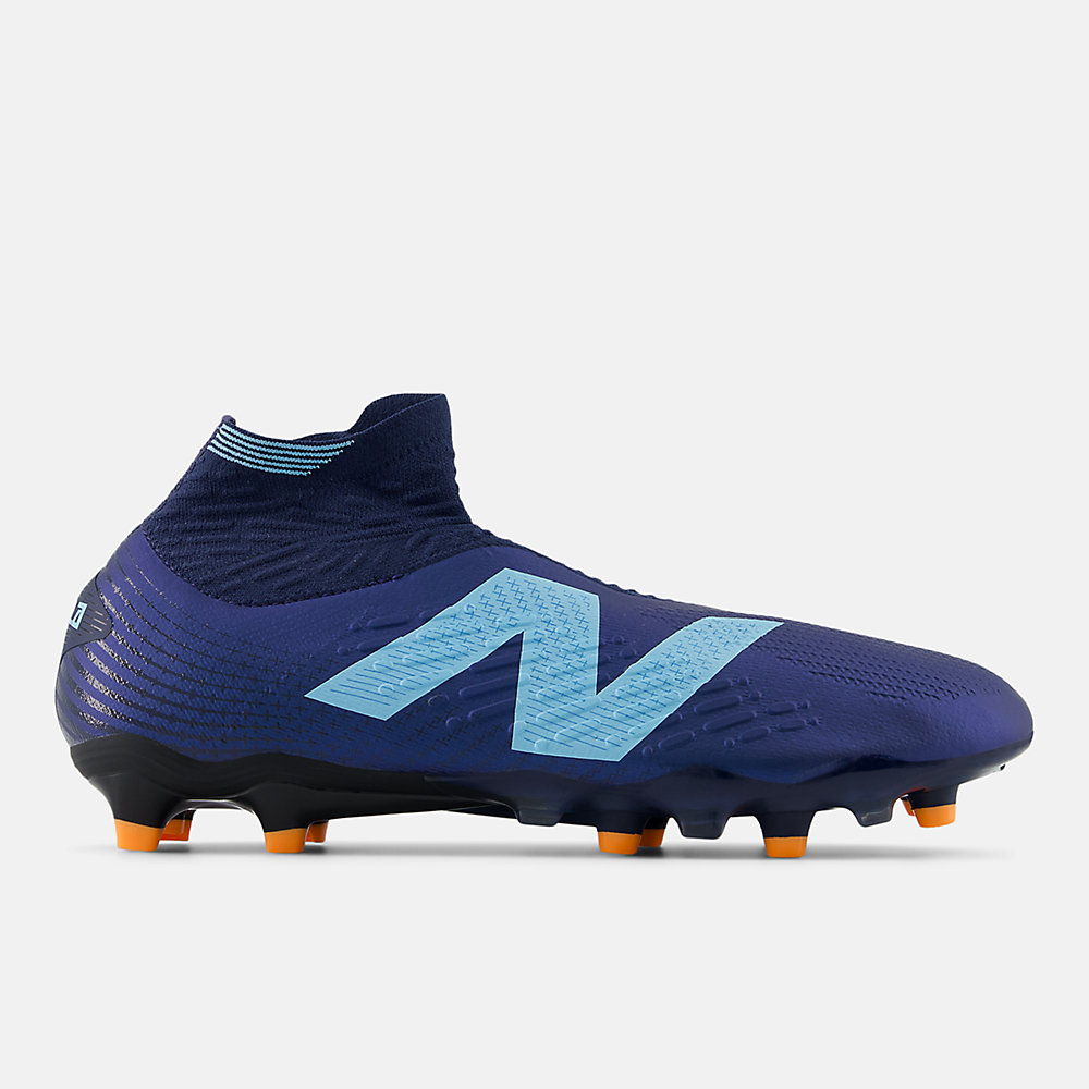 New Balance TEKELA PRO FG V4+ Shoes NB Navy with Team Sky Blue and Hot Mango